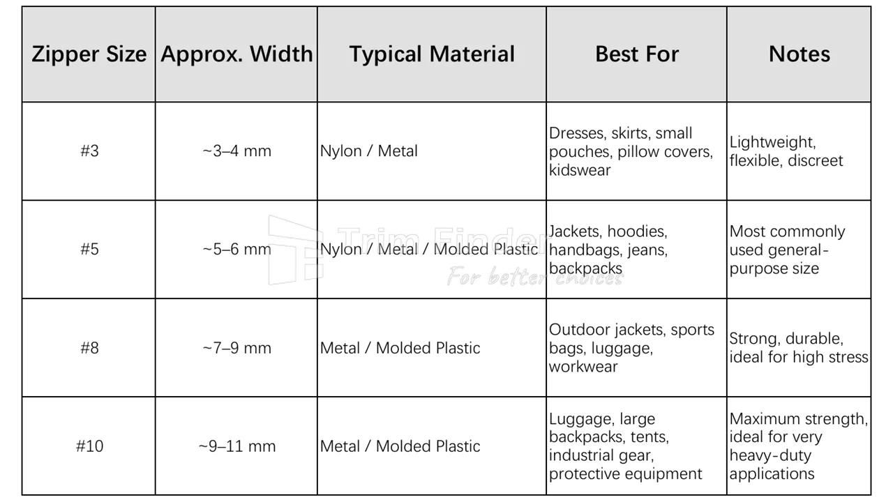 How to Choose the Right Zipper Size
